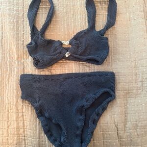 Hunza G Navy Blue Textured Bikini Set